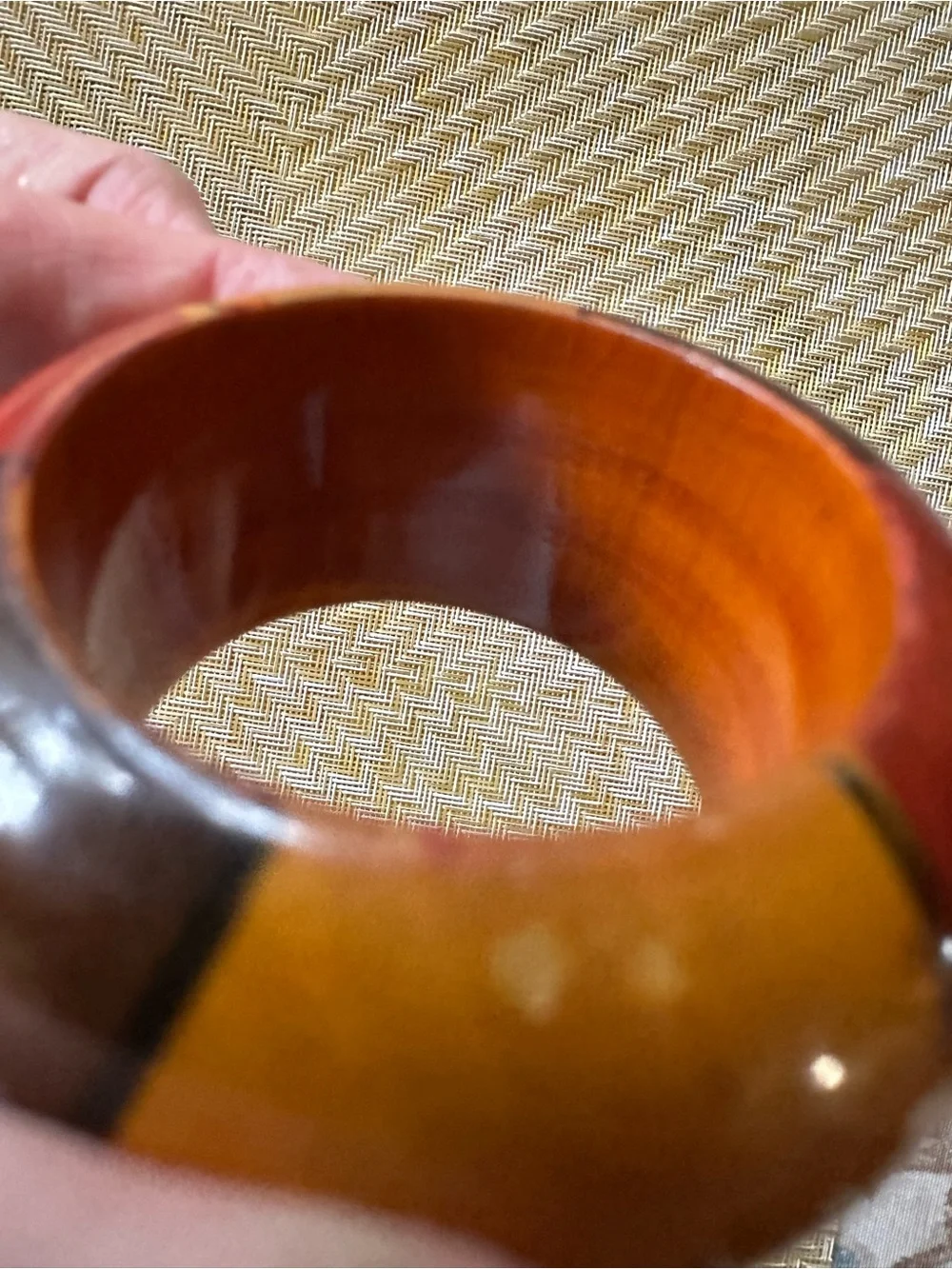 Yellow Linen Napkins with Multicolor Wood Ring Napkin Holders - Set of 4